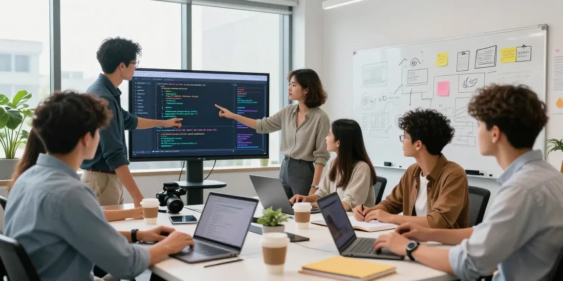 Diverse team discussing AI startups 2026 in a modern workspace, showcasing collaboration and innovative tech tools.