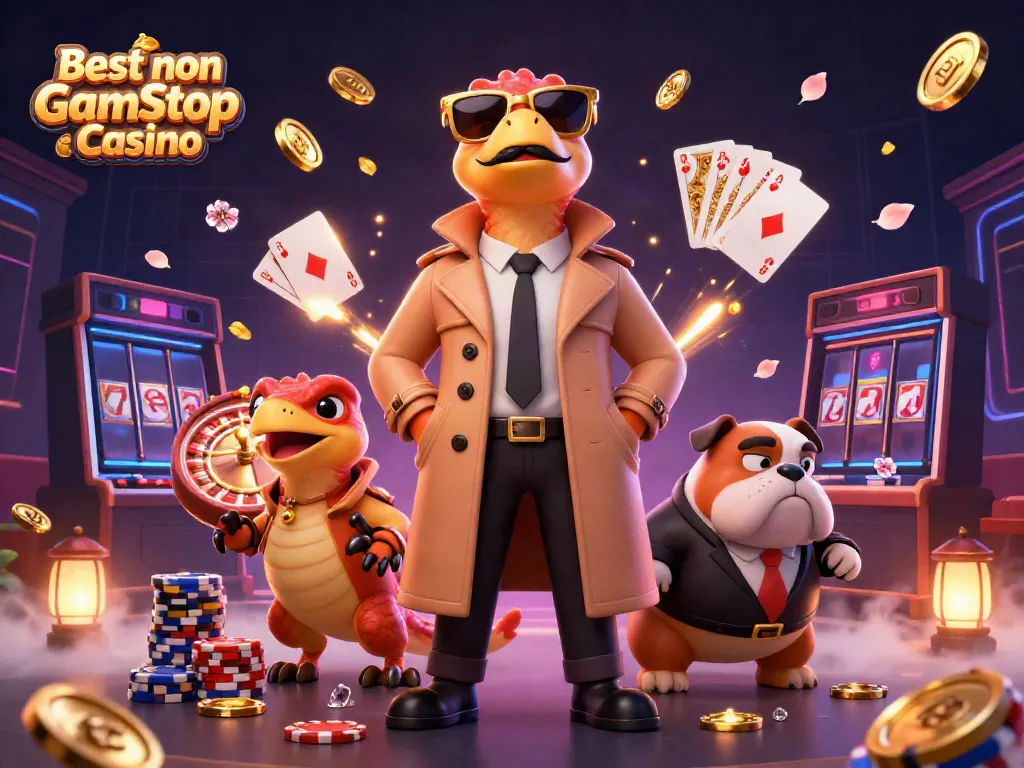 Experience the thrill with the Best non Gamstop Casino as raptors engage in a playful heist.