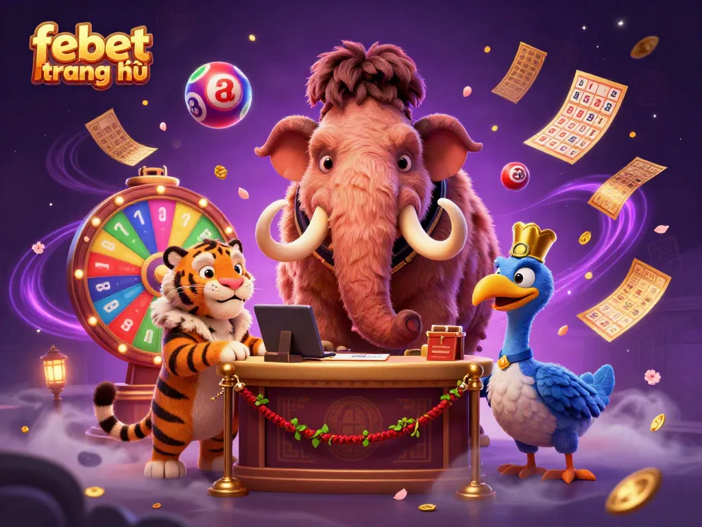 Experience the excitement at febet trang chủ with bustling casino elements and dynamic characters.