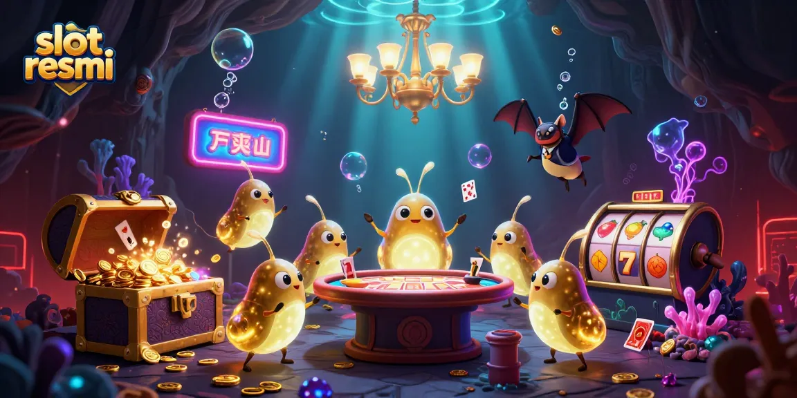 Experience thrilling gaming with slot resmi in a vibrant 3D casino scene filled with glowworms.